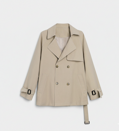 Norvielle Damen Trenchcoat Doppelreihig Gürtel Tailliert - Norvielle