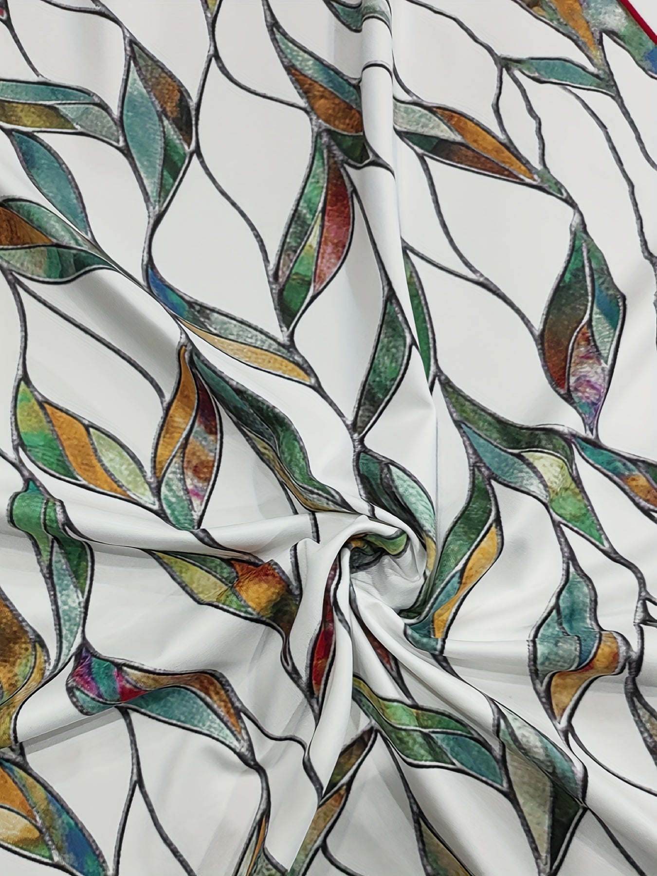 Norvielle Damen Sommerkleid Blättermuster V-Ausschnitt Midi
