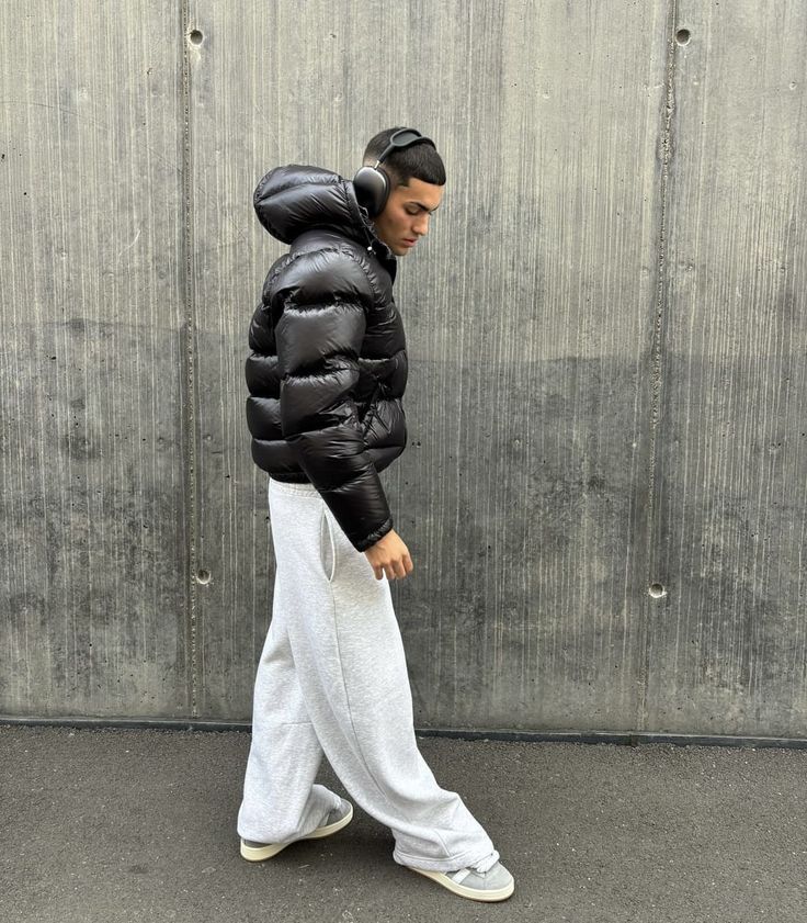Herren Steppjacke mit Kapuze und Reißverschluss, wasserabweisend