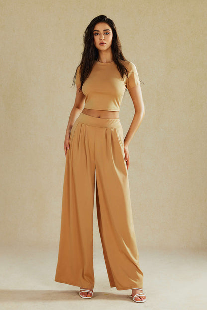 Elegantes Damen Zweiteiler-Set Crop- Palazzo-Hose