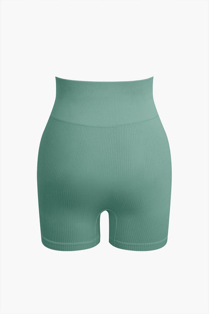 Damen Sport-Set Nahtlos Crop- Yoga-Shorts