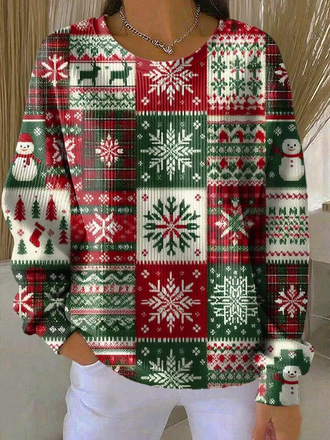 Damen Weihnachtspullover Rosa Wintermotiv - Norvielle