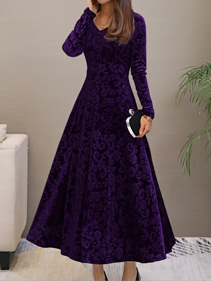 Damen Abendkleid Langarm V-Ausschnitt - Norvielle