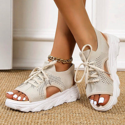 Norvielle Damen Plateausandalen Atmungsaktives Material