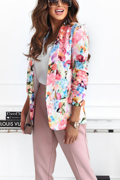 Norvielle Damen Blazer Freizeitanzug Florale Revers