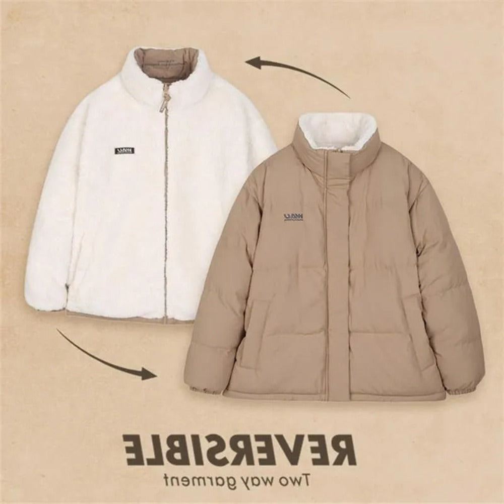 Damen Steppjacke Wendbar Zweitseitig Beige/Schwarz - Norvielle