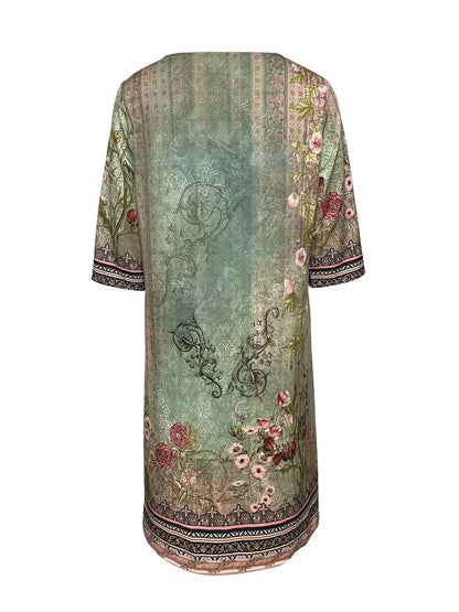 Damen Vintage Mini Kleid V-Ausschnitt