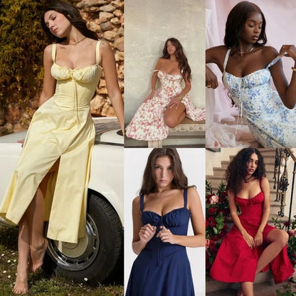 Damen Bustier-Sommerkleid Elegant Figurschmeichelnd