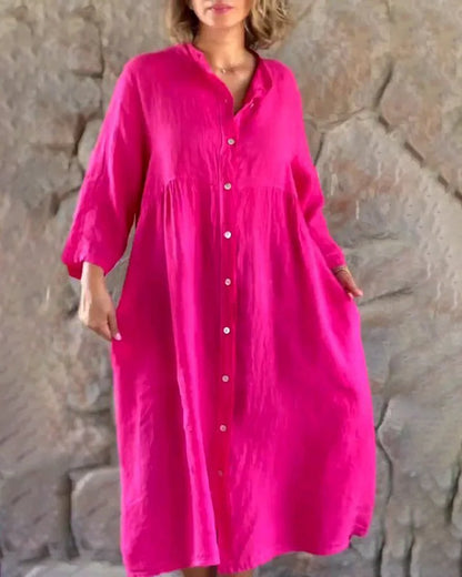 Norvielle Damen Hemdblusenkleid Sommerkleid Stilvoll - Norvielle