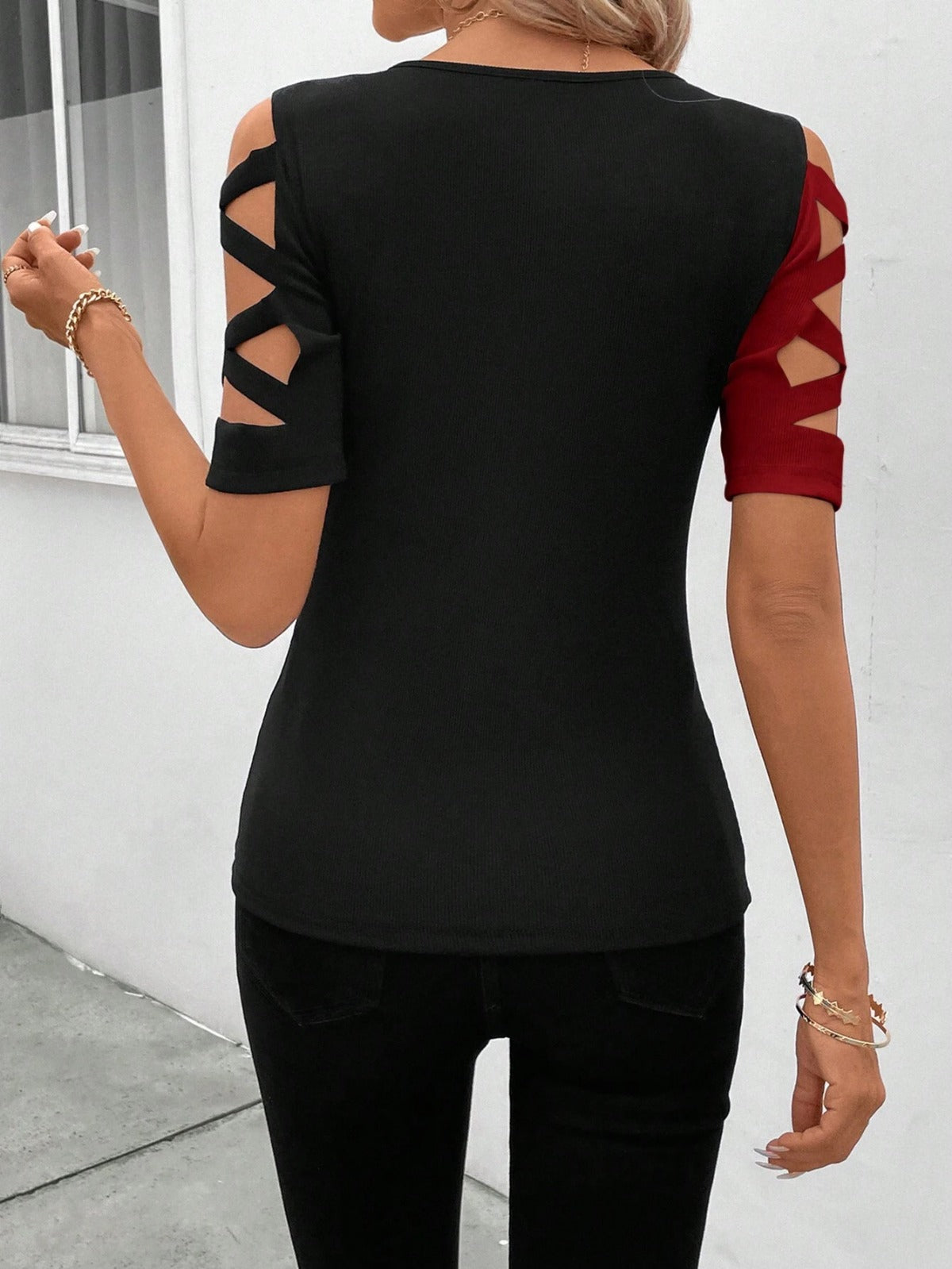 Norvielle Damen Schulterfreies T-Shirt Slim Fit