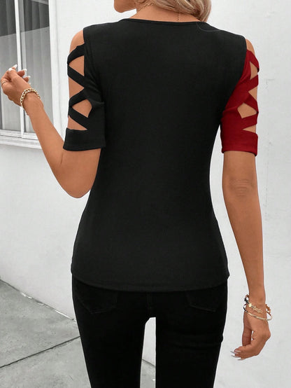 Norvielle Damen Schulterfreies T-Shirt Slim Fit
