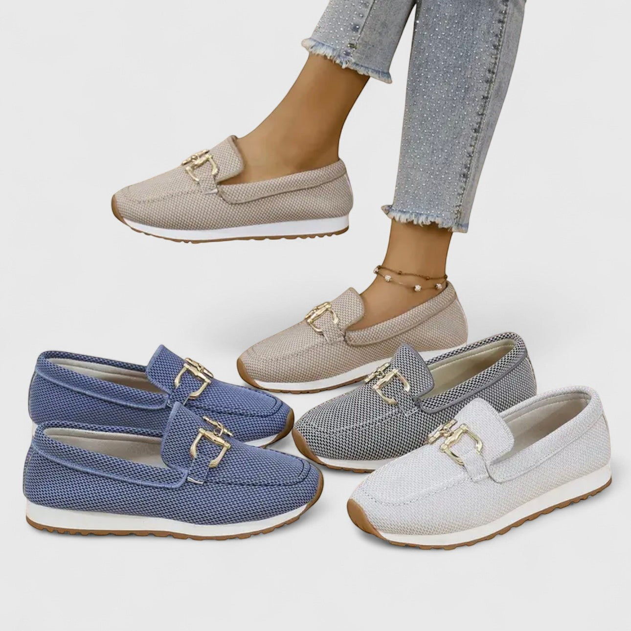 Damen Loafers Mesh Trense