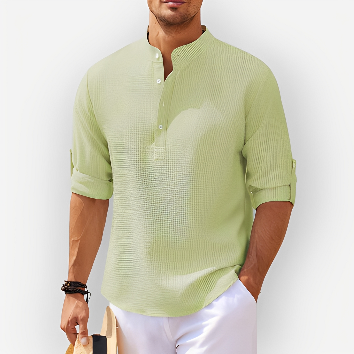 Perino Herren Sommerhemd Elegant Baumwolle Weiß