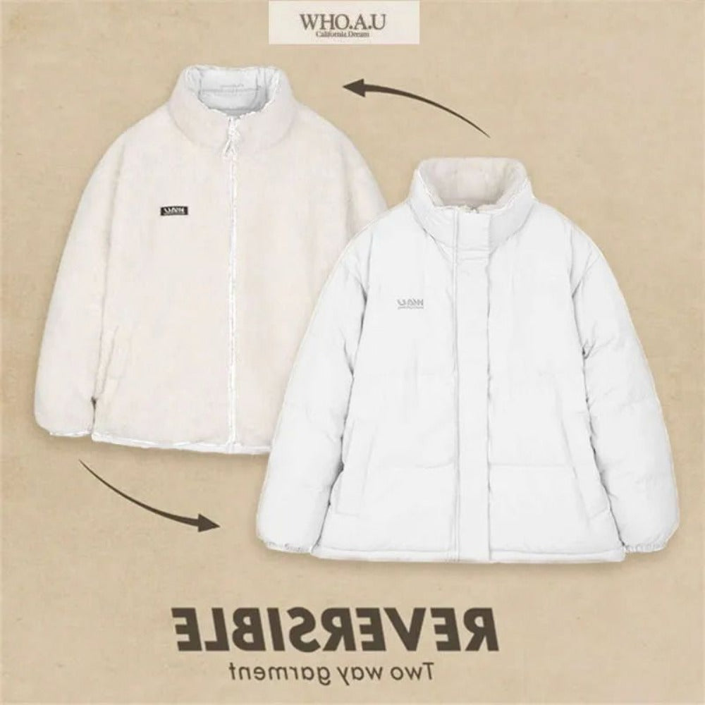 Damen Steppjacke Wendbar Zweitseitig Beige/