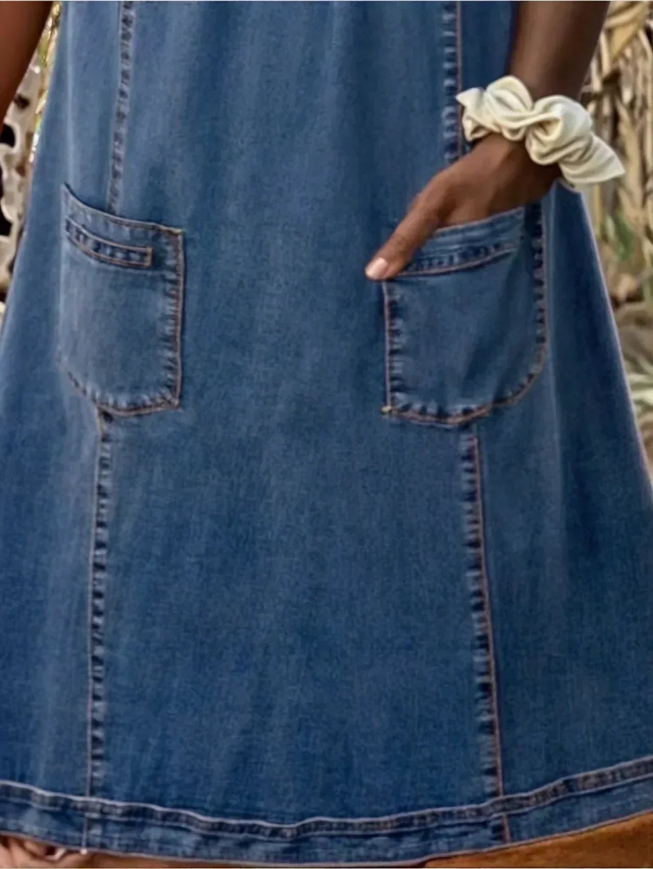 Damen Sommerkleid Lässig Mit Taschen
