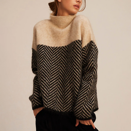 Damen Lockere Strickpullover Hoher Kragen - Norvielle