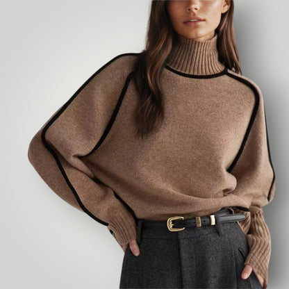 Damen Rollkragenpullover Weich Warm Beige