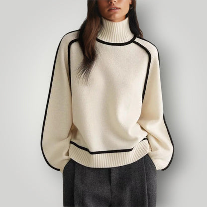 Damen Rollkragenpullover Weich Warm Beige