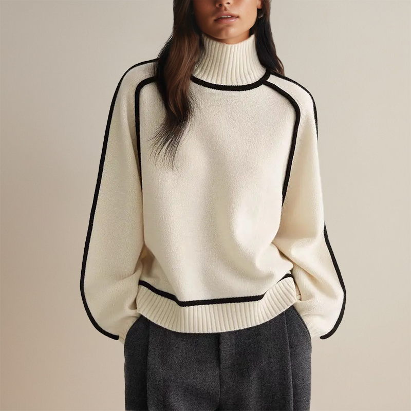 Norvielle Damen Rollkragenpullover Gestreift
