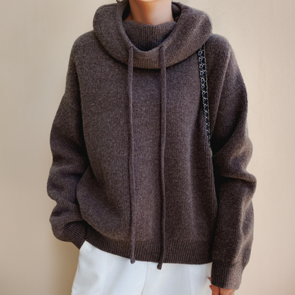 Damen Merino Rollkragenpullover Weich Warm Beige