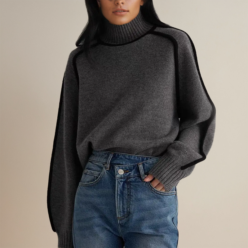 Norvielle Damen Rollkragenpullover Gestreift