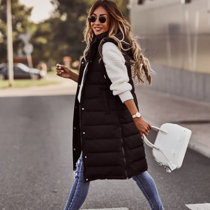 Damen Leichte Daunenjacke Lang Steppjacke