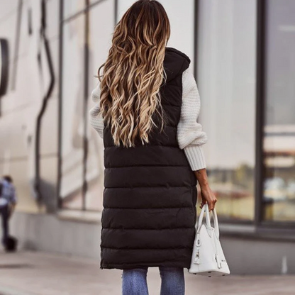 Damen Leichte Daunenjacke Lang Steppjacke Schwarz - Norvielle