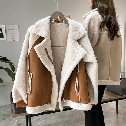 Damen Teddyjacke Oversized Kuschelig Warm Weiches Innenfutter