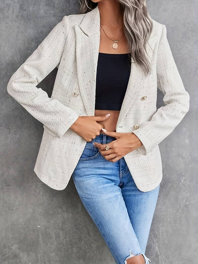 Damen Blazer Tweed Elegant Beige