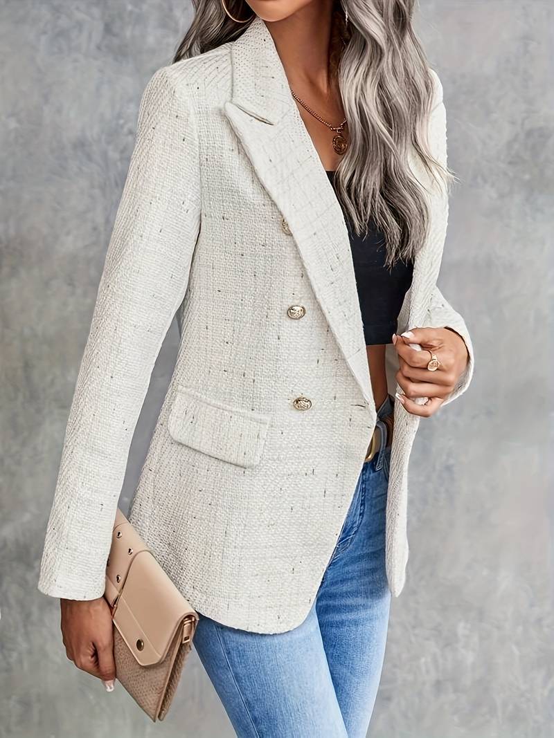 Damen Blazer Tweed Elegant Beige