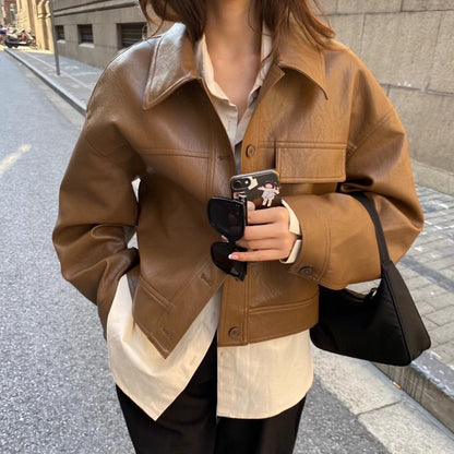 Damen Kurze Modenjacke Boxy-Passform - Norvielle