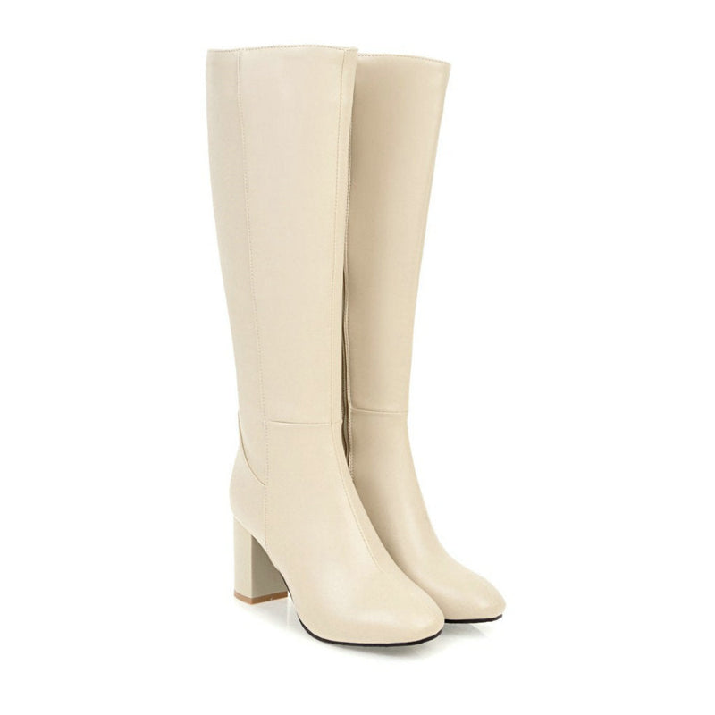 Damen Stiefel Klassisch Hoch mit Blockabsatz