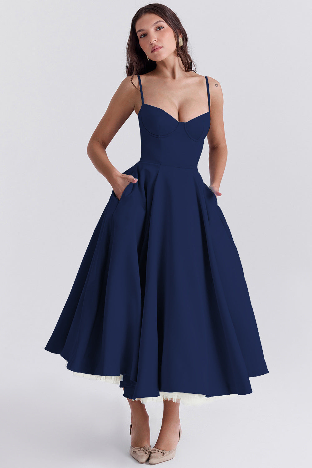 Damen Sommerkleid Midilänge Bustier