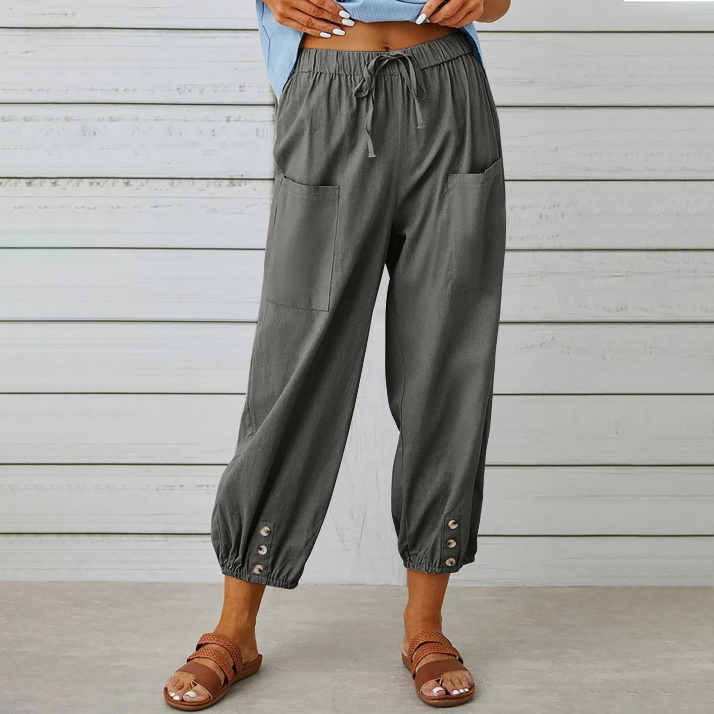 Damen Cargo Hose Tunnelzug Bein