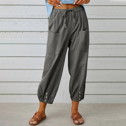 Damen Cargo Hose Tunnelzug Bein