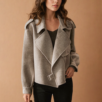 Norvielle Damen Klassische Wolljacke Klassisch