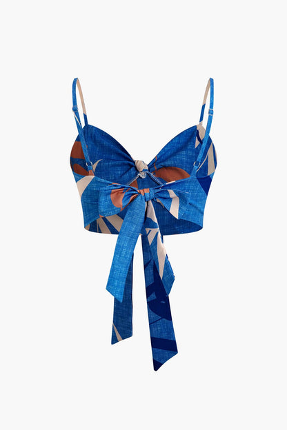 Damen Zweiteiler Bambusprint und Hose mit Knotendetail