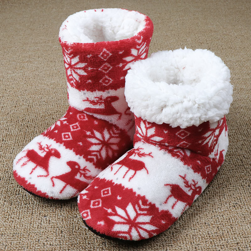 Weihnachtliche Damen Hausschuhe Korallenfleece Warm