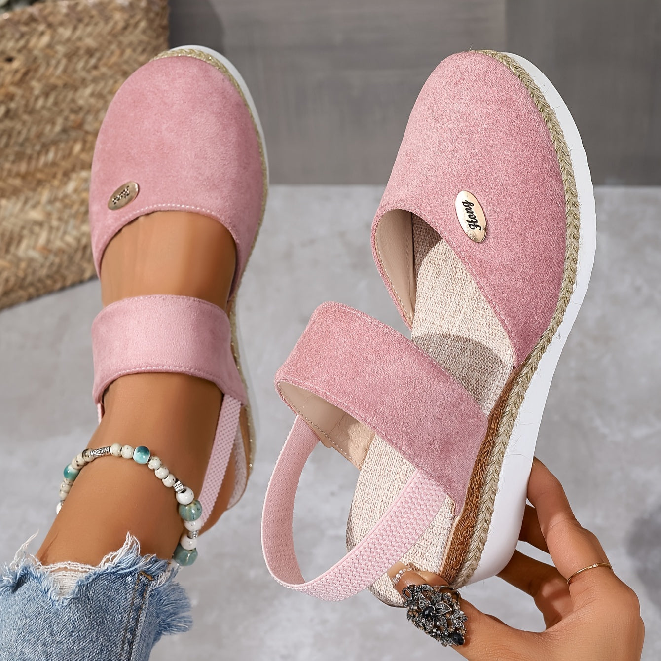 Damen Sandalen Auf Plattform Rutschfest Elastisch