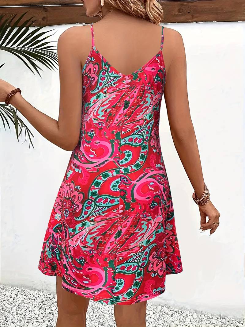 Ärmelloses Damen-Cami-Kleid Urlaubsstil