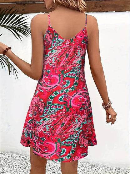 Ärmelloses Damen-Cami-Kleid Urlaubsstil