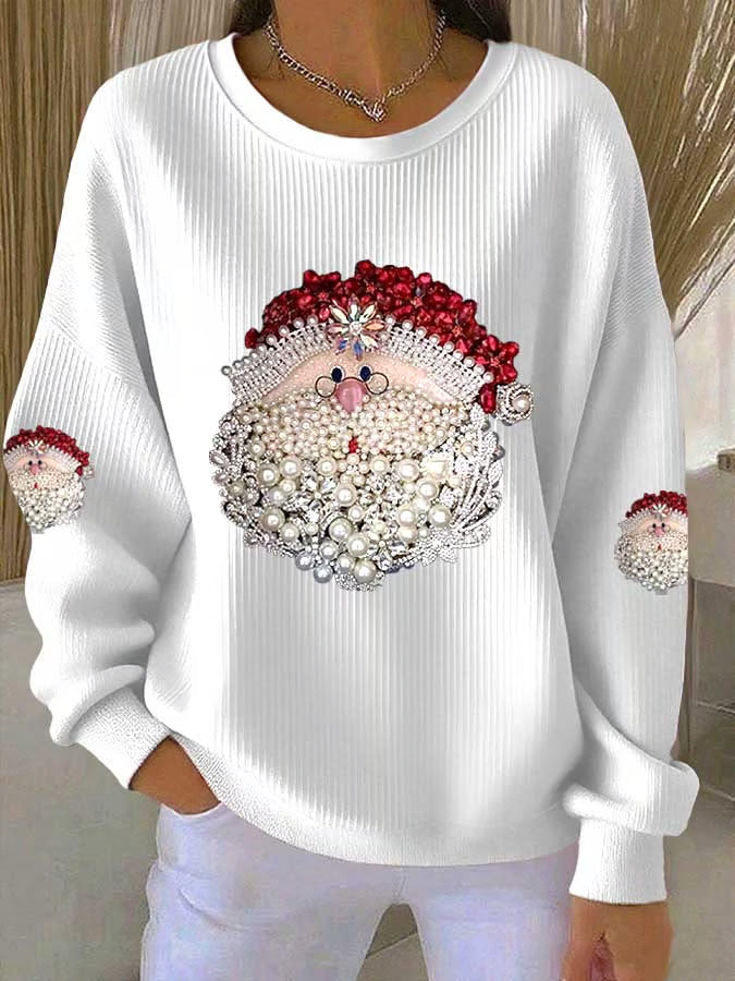Damen Weihnachtspullover Weihnachtsmann Motiv