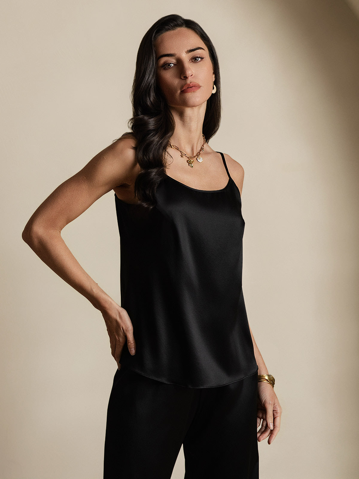 Norvielle Damen Seiden-Camisole Spaghettiträger