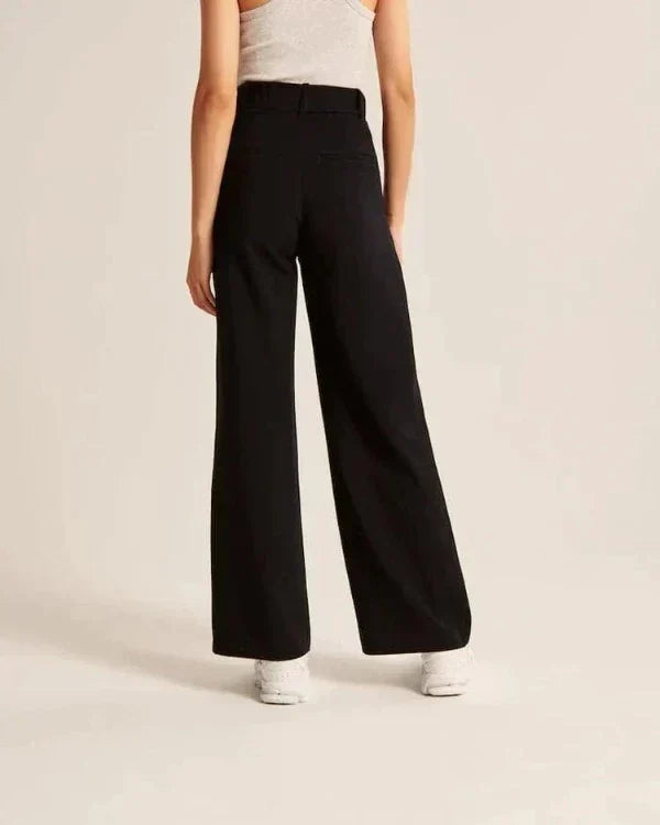 Damen Pantalon Weite Beine Hohe Taille