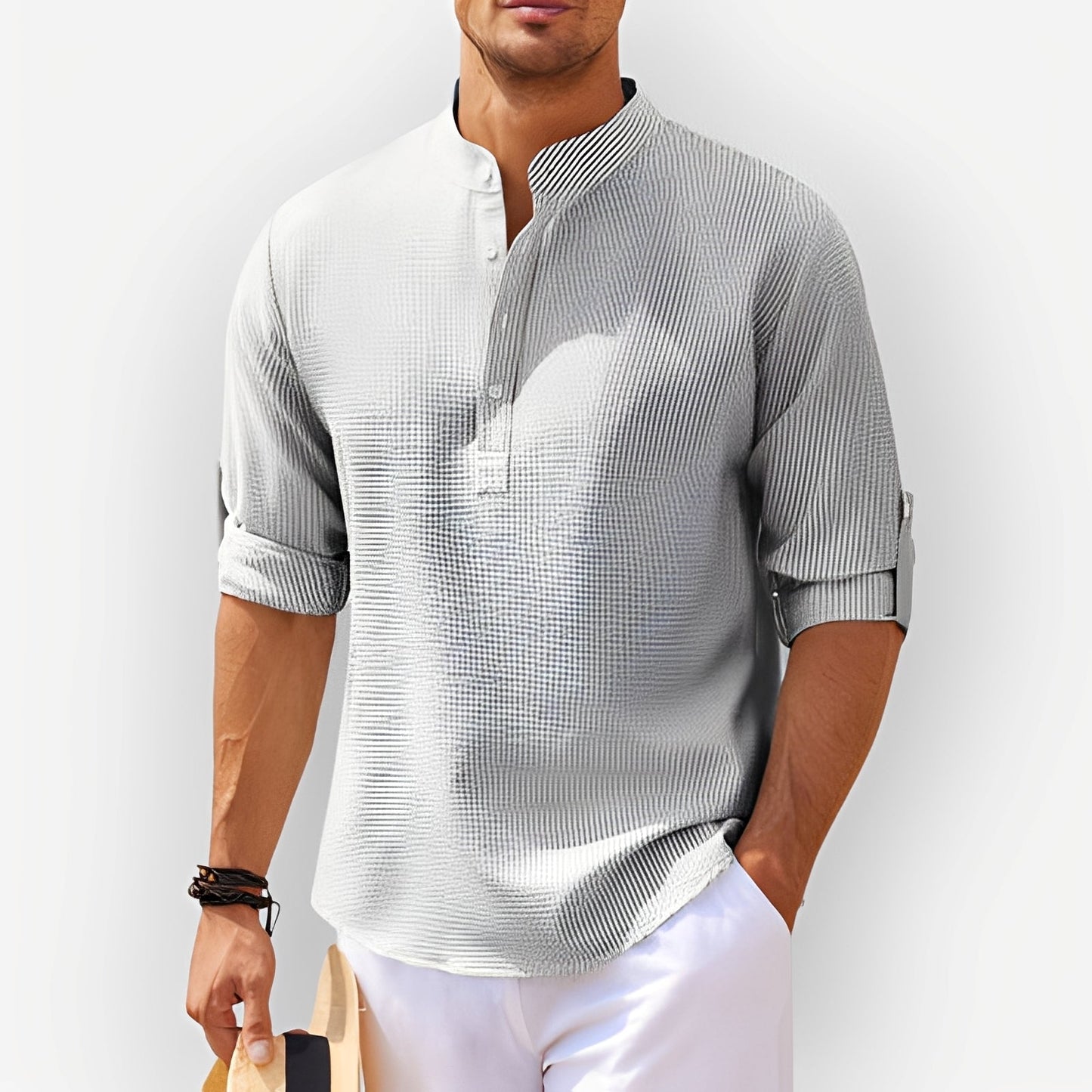 Perino Herren Sommerhemd Elegant Baumwolle Weiß
