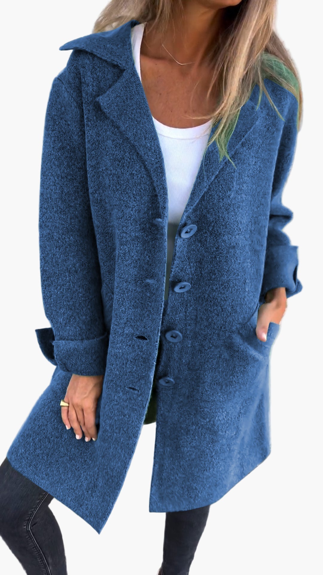 Damen Mantel Relaxed Fit Button Front
