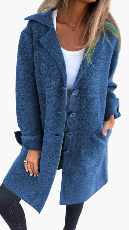 Damen Mantel Relaxed Fit Button Front