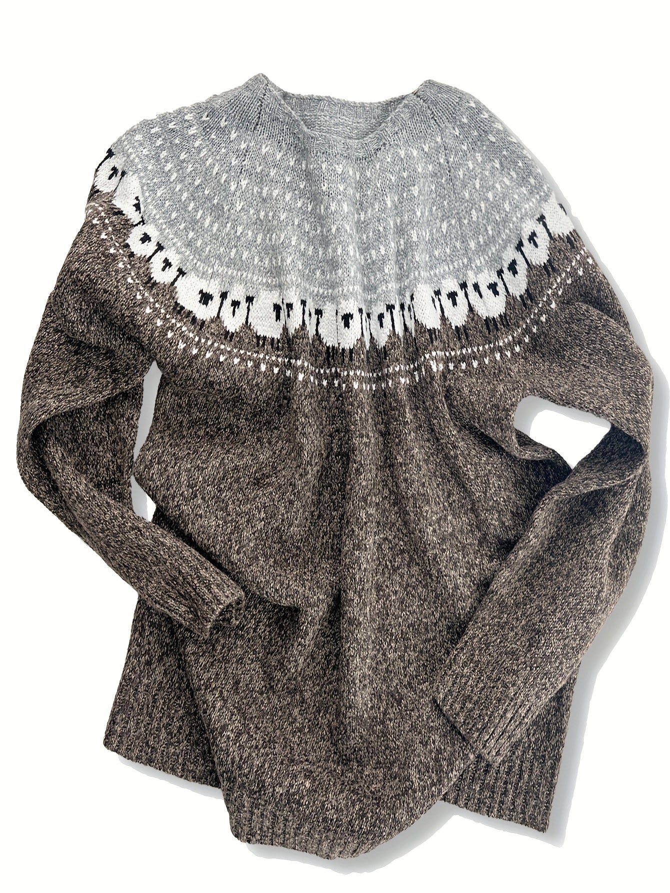 Eleganter Wintersweater Schaf-Jacquardmuster