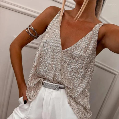 Glitzerndes Damen Pailletten Festtagstil Gold