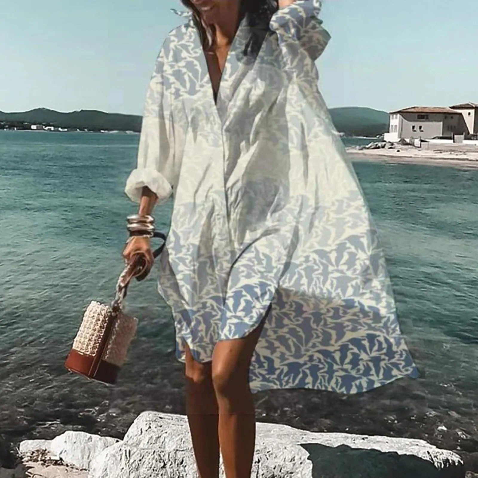 Damen Sommerkleid Lässiges Hemdkleid - Norvielle